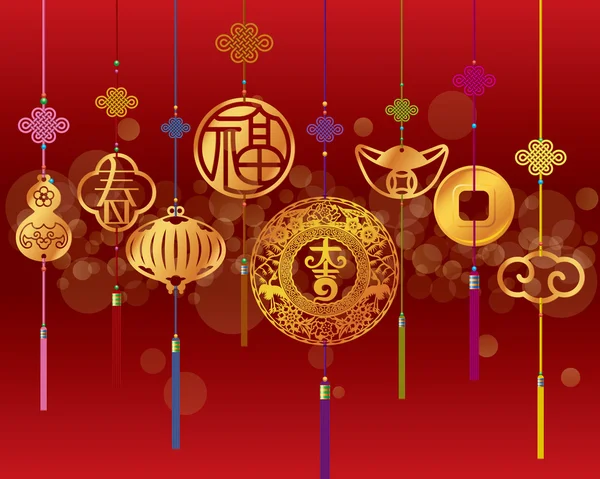 Chinese New year pendant decoration background — Stock Vector