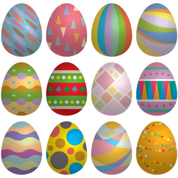 Illustration vectorielle du jeu d'œufs de Pâques coloré — Image vectorielle