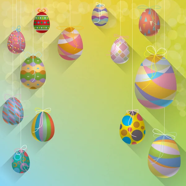 Závěsné pozadí velikonoční vajíčka a velikonoční pozdrav — Stockový vektor