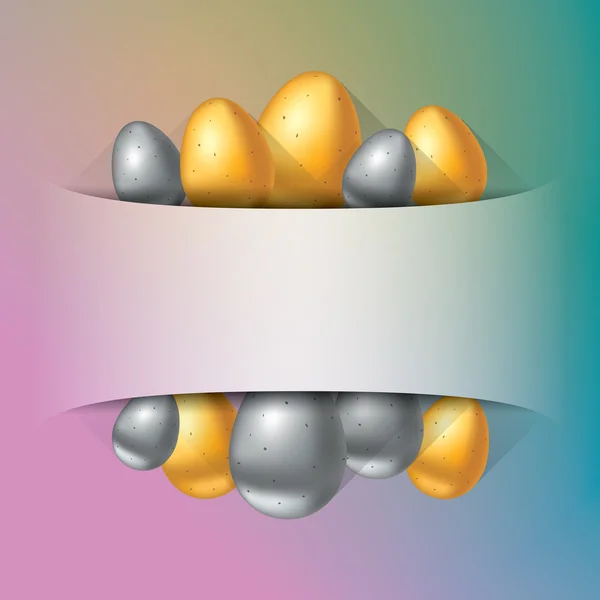 Χρυσά και ασημένια αυγά πανό — Διανυσματικό Αρχείο