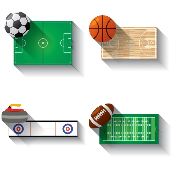Αθλητισμός πεδία εικονογράφηση εικόνες set — Διανυσματικό Αρχείο