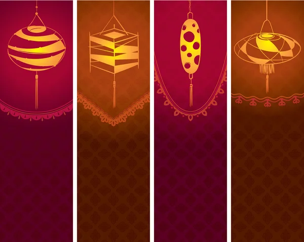 Lanternes mi-automne bannières — Image vectorielle
