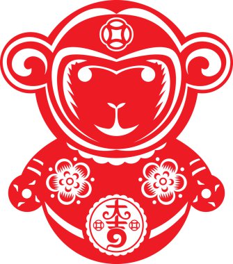 Stil maymun zodyak sembolü kağıt kesme