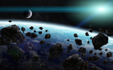 uzayda bir gezegende meteor etkisi