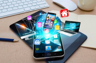 Modern cep telefonu teknoloji cihazları bağlamak