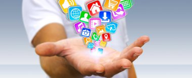 Modern uygulamalar kullanarak iş adamı