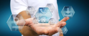 Modern dijital uygulamalar kullanarak iş adamı