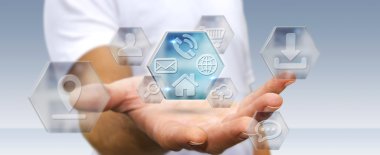 Modern dijital uygulamalar kullanarak iş adamı