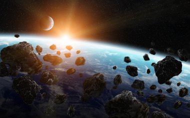 uzayda bir gezegende meteor etkisi