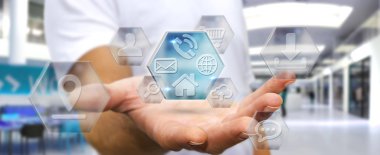 Modern dijital uygulamalar kullanarak iş adamı