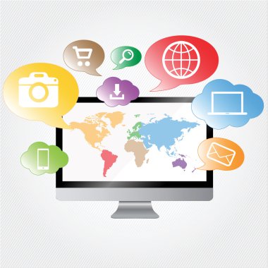 Modern dijital bilgisayar ekran renkli arka plan üzerinde