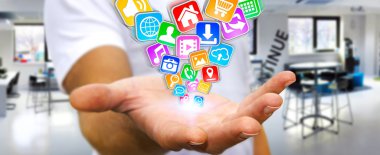 Modern uygulamalar kullanarak iş adamı