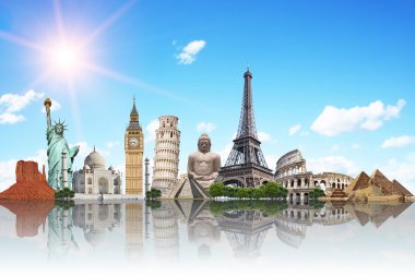 Dünyayı gezmek anıtlar konsepti