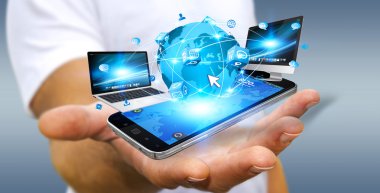 Teknoloji cihazları bağlamak işadamı