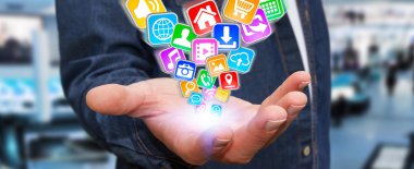 Modern uygulamalar kullanarak iş adamı