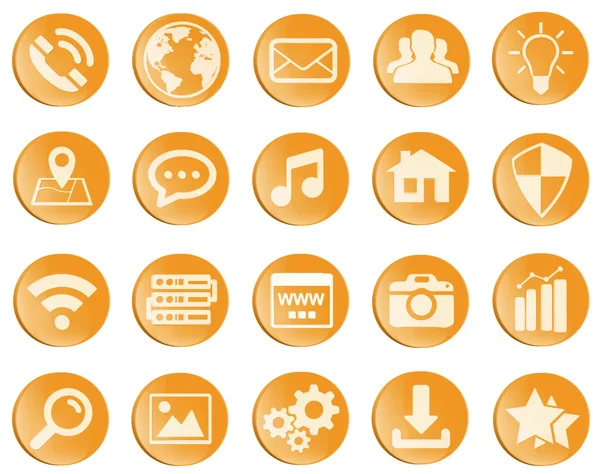 Orange web ikoner set — Stockfoto