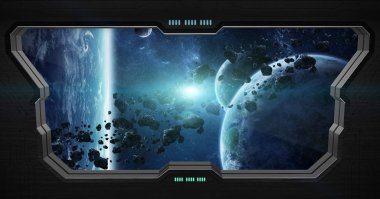 Bir uzay istasyonu içinde uzaydan görünümü