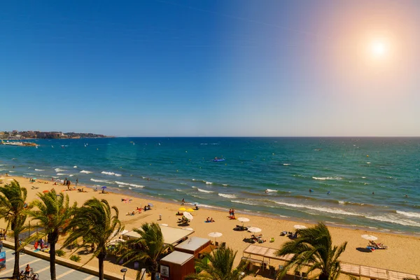 Pohled na pláž Platja Llarga v Salou Španělsko — Stock fotografie