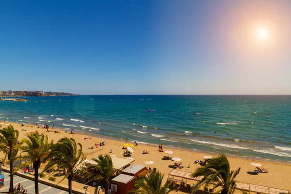 Vista da praia Platja Llarga em Salou Espanha — Fotografia de Stock