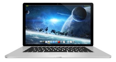 beyaz arkaplanda modern dizüstü bilgisayar