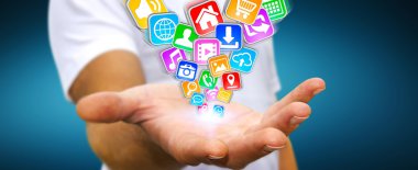 Modern uygulamalar kullanarak iş adamı