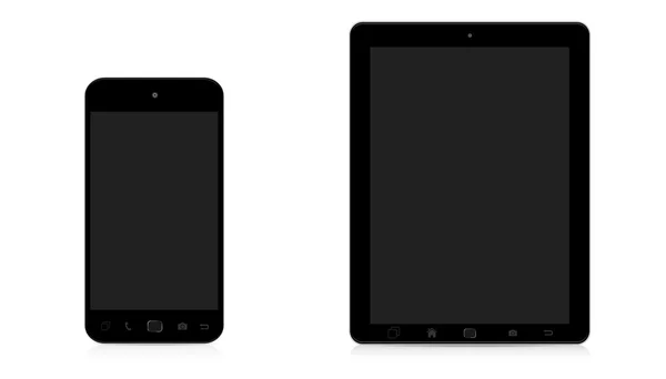 Σύγχρονο ψηφιακό τηλέφωνο και το tablet σε άσπρο φόντο — Φωτογραφία Αρχείου