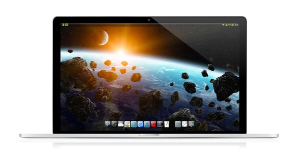 Moderner Laptop auf weißem Hintergrund — Stockfoto