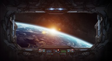 Gezegenin Dünya'dan bir uzay istasyonu içinde görünüm