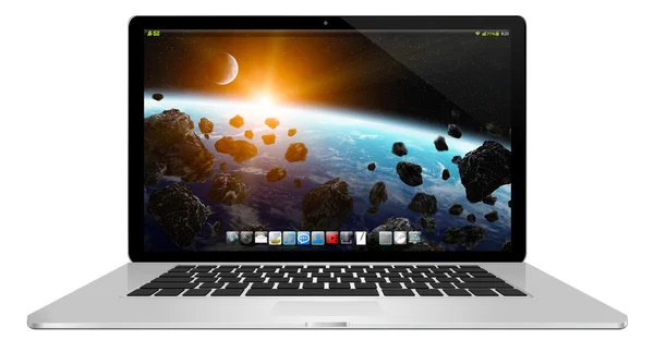 Moderner Laptop auf weißem Hintergrund — Stockfoto