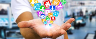 Modern uygulamalar kullanarak iş adamı