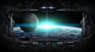 Gezegenin Dünya'dan bir uzay istasyonu içinde görünüm