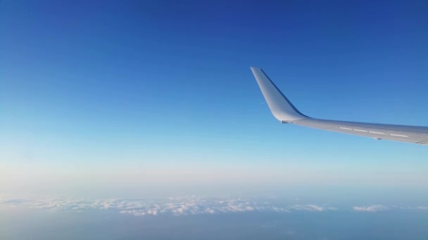 Blick auf einen Flugzeugflügel während des Fluges — Stockvideo