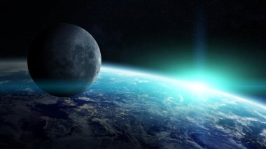 Uzayda Dünya'ya yakın ay görünümü
