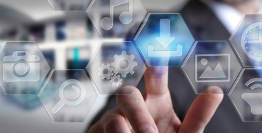 Modern dijital uygulamalar arabirimini kullanarak iş adamı