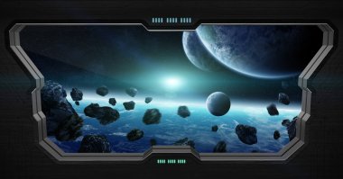 Bir uzay istasyonu içinde uzaydan görünümü