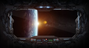 Gezegenin Dünya'dan bir uzay istasyonu içinde görünüm