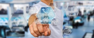 Modern dijital uygulamalar kullanarak iş adamı