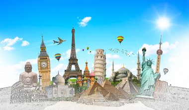 Dünyanın ünlü yerlerinden birlikte gruplandırılmış