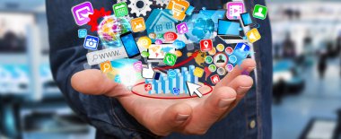 Modern uygulamalar kullanarak iş adamı