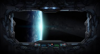 Gezegenin Dünya'dan bir uzay istasyonu içinde görünüm