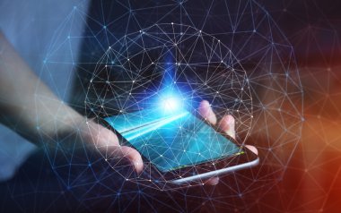 Cep telefonuyla veri ağı kullanarak iş kadını