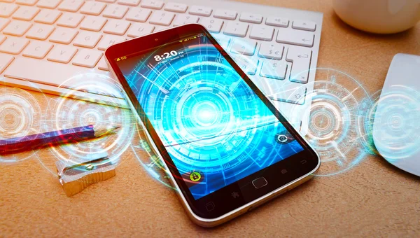 Sosyal ağ mavi avatar ve cep telefonu