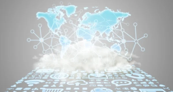 Wereld en cloud verbindingen — Stockfoto