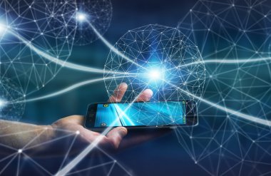 Cep telefonuyla veri ağı kullanarak iş adamı