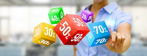 Young woman shopping during sales period — Stock Photo, Image