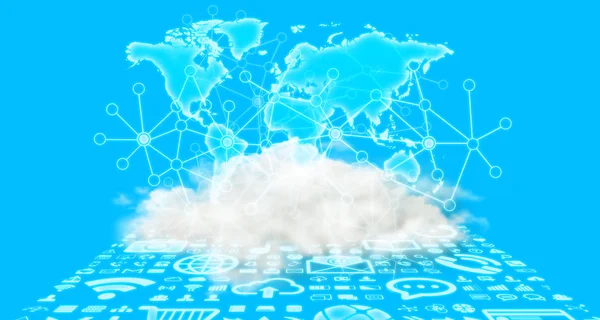 Conexiones mundo y nube — Foto de Stock