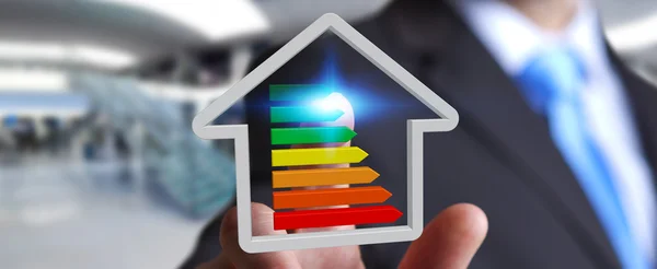 들고 3d 에코 하우스 및 에너지 효율 사업 — 스톡 사진