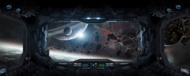 Pencerenin bir uzay istasyonu uzaydan görünümü