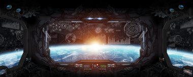 Gezegenin Dünya'dan bir uzay istasyonu içinde görünüm