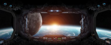 Gezegenin Dünya'dan bir uzay istasyonu içinde görünüm